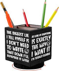 Outus Wooden Spinning Pen Holder for Desk I'll Remember It Later Pencil Holder Cute Organizer Funny Desk Decor Pencil Case Art Supply Storage Box for Home Office (Black)