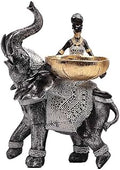 Lescafita African Design Silver African Elephant and Tribal Lady Figurines with Tribal Totem, Animal and Women Decor Art Sculptures, Holder Statues for Home and Table Decor 911-Black