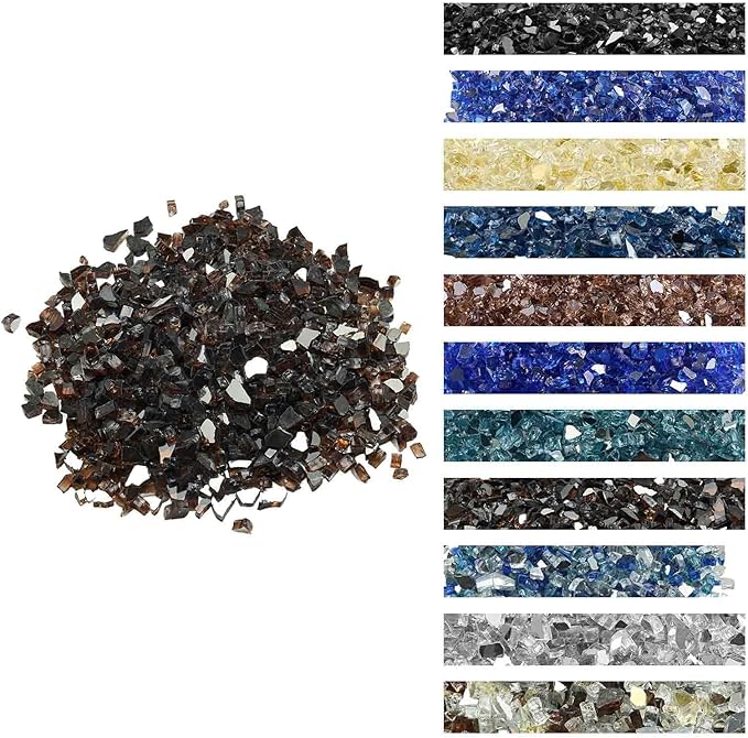 VEVOR Fire Glass, 20 lbs, Copper, 1/2 Inch High-Temperature Resistant Reflective Glass Rocks, Smokeless Fire Pit Stones for Outdoor Table & Landscaping