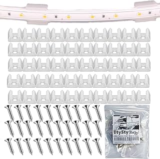 50 Pack Under Cabinet Lighting Mount Clips LED Strip Lights Mounting Brackets Fixing Clip Holder for Under Cabinet Strip Lights Strips Kitchen Counter Ceiling Workspace Accent Light Patio Deck