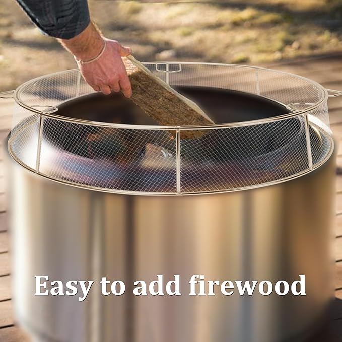 Uniflasy Fire Pit Shield and Cooking Grate for Solo Stove Yukon 27",304 Stainless Steel Spark Screen Cooking Grate for Backyard & Outdoor Fire Pits,Fire Pit Accessory Kits for Solo Stove Yukon