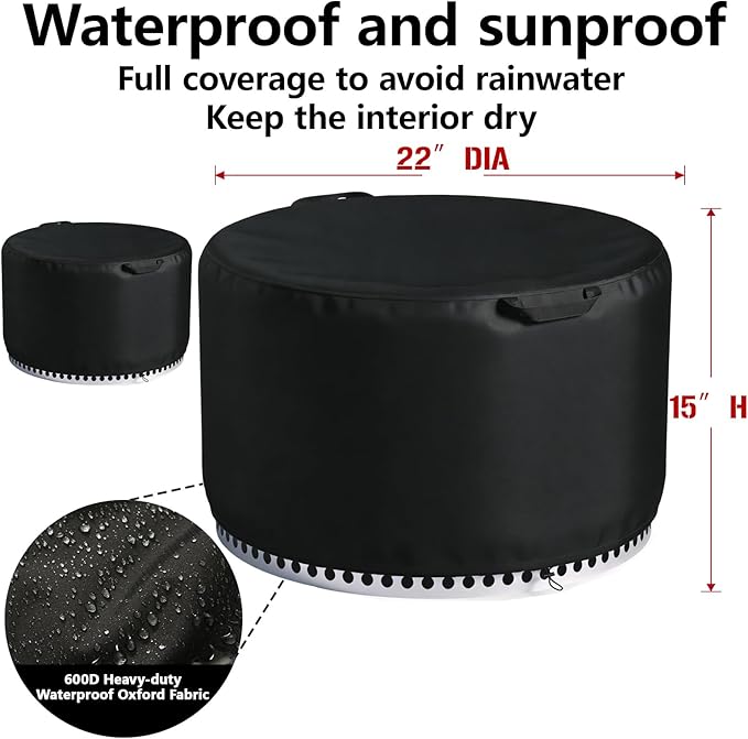 Chinchilla Fire Pit Cover for Solo Stove Bonfire 2.0 - Waterproof 600D Oxford Fabric Cover for 19.5 to 21 Inch Outdoor Fire Pits, All-Weather Protection with Drawstring & Heat-Resistant Handle