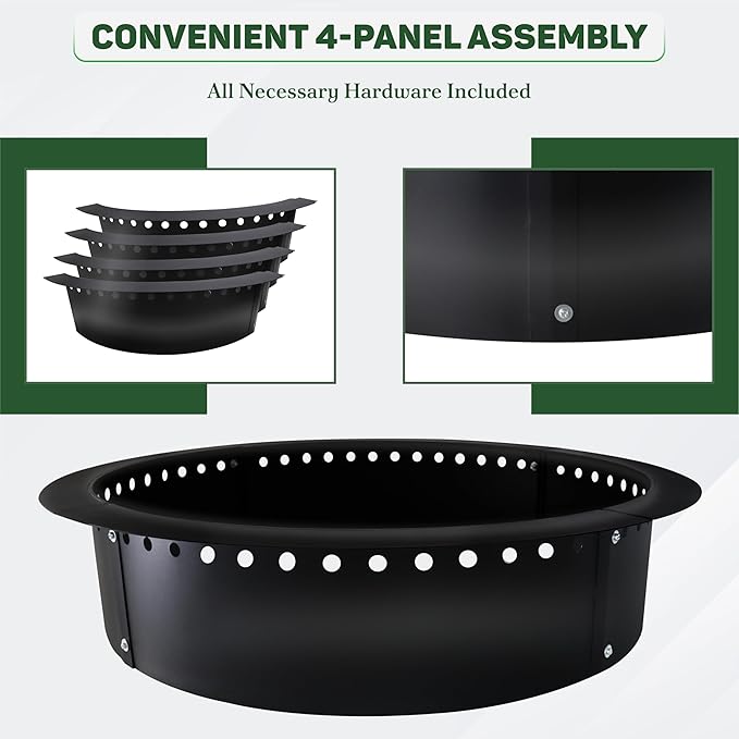 FEBTECH Smokeless Fire Ring Liner - 46" OD & 40" ID - Premium Carbon Steel FireRing with Heat Resistant Coating - DIY Portable Smokeless Fire Ring Designed for Memorable Gatherings Under The Stars