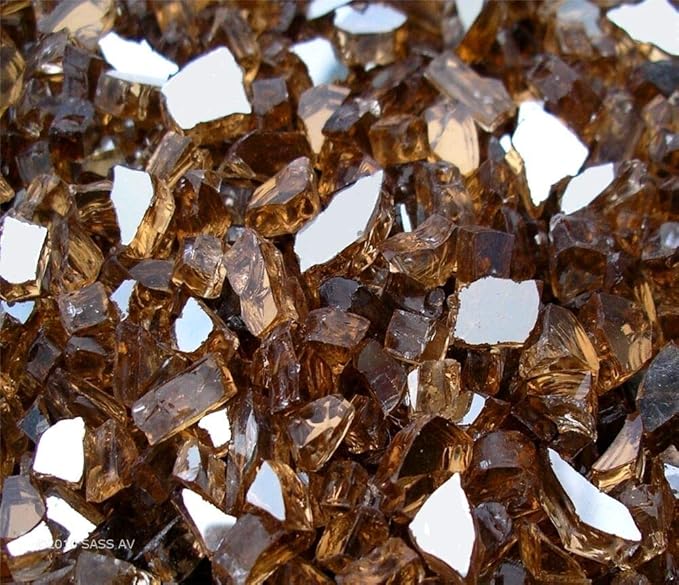 Hiland Reflective Fire Glass for Propane or Natural Gas Fire Pit Table, 10 lb, Copper