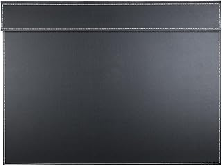 KINGFOM Ultra-Smooth PU Leather Desk Pad & Mat Office Desk Drawing & Writing Board A3/ A4 File Paper Clip Table Protector Mat on Top Large 24''x18'' (Black)