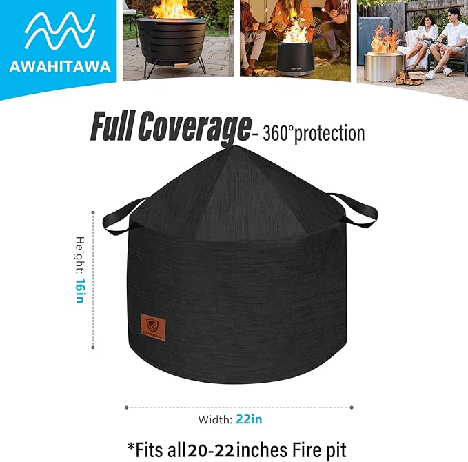 Fire Pit Cover for Solo Stove Bonfire Cover with Umbrella Structure Top, Waterproof Solo Stove Shield Accessories, Firepit Covers Round Outdoor 22x16 inch