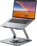 JOYEKY Laptop Stand for Desk, Adjustable Computer Stand with 360° Rotating Base, Ergonomic Laptop Riser for Collaborative Work, Foldable & Portable Laptop Stand, fits for All 10-16" Laptops