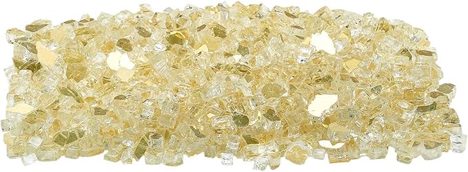 VEVOR Fire Glass, 10 lbs, Gold, 1/2 Inch High-Temperature Resistant Reflective Glass Rocks, Smokeless Fire Pit Stones for Outdoor Table & Landscaping
