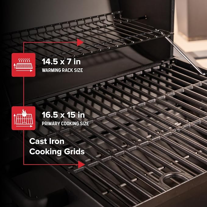 Nexgrill 17.5" Portable Charcoal Grill with Adjustable Chimney Vent, 349 SQ. In Cooking Area, Table Top Grill for Camping, Outdoor Cooking, Patios, and More – 820-0258