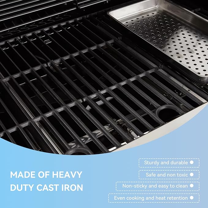 15202029 Grill Grates for Oklahoma Joes Longhorn Smoker Comb Charcoal/Gas Smoke 12201767 14201767 18202083 16202046 - Heavy Duty Cast Iron Grill Parts Smoker Sides, 2-Pack