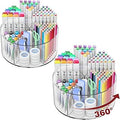 Absonic 500 PCS Acrylic Pencil Holder, 360 Rotating Clear Marker Organizer, Pen Crayon Marker Caddy Organizer for Desk, Desktop Storage and Organizer for Office School Art Supplies, 2 Pack