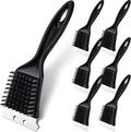 Sliner 6 Pcs 8 Inch Grill Brush with Scrap Black Scrubbing Stainless Steel Wire Grill Cleaner Brush BBQ Accessories for Indoor Outdoor Grate Remove Grease Burnt Food
