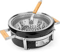 ONLYFIRE GRILLS Ceramic Hibachi Charcoal Grill with Grid Lifter, 14" Portable BBQ Yakitori Grill with Stainless Steel Grate for Outdoor Patio Backyard Barbecue Cooking, GS305