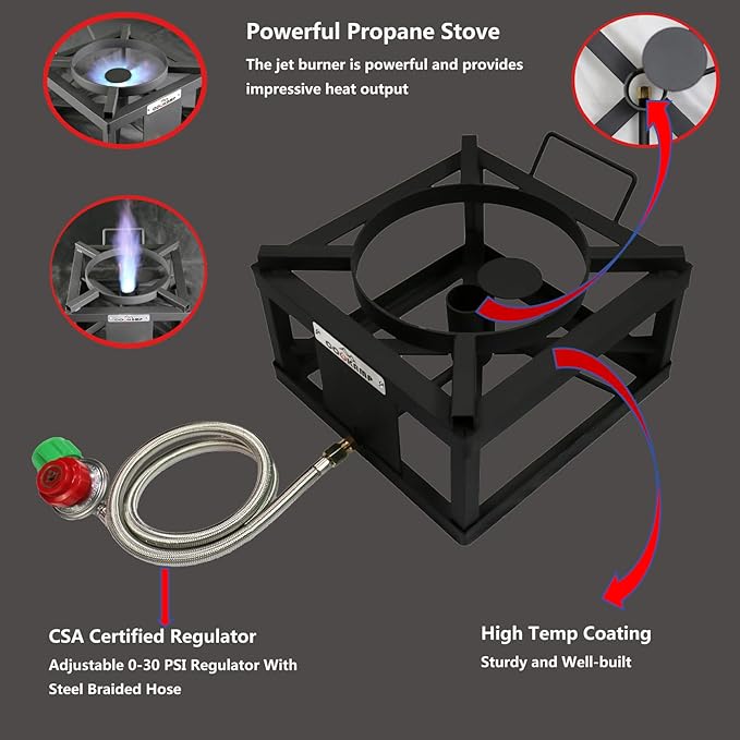 COOKAMP Propane Burner for Outdoor Cooking (Single Burner-Jet Burner)