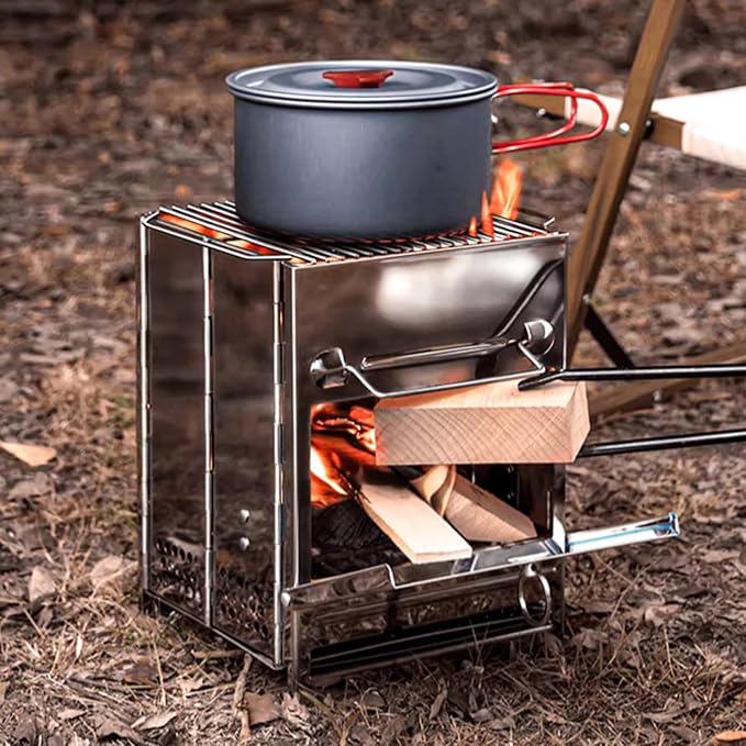 Fire Pit with Removable Ash-Pan Smokeless Firepit 304 Stainless Steel Material - Outdoor Fire Pit Silver 7.6x10.6 Inches - Smokeless Firepit for Indoor Outdoor Patio Camping Backyard