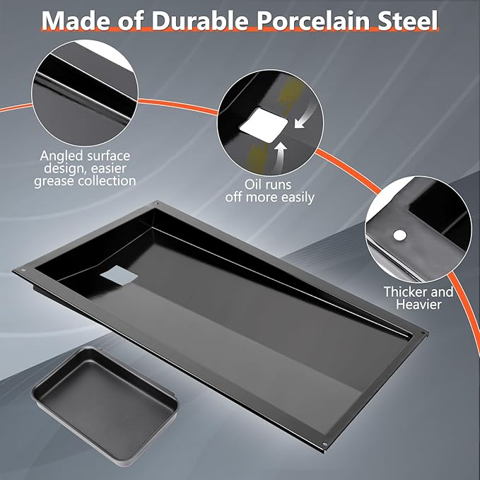 QuliMetal Grease Tray with Catch Pan for Weber Genesis 300 Series Gas Grills with Side Control Knob (2007-2010), Genesis E310, Genesis E320 Drip Pans Replace Weber #67767/67758 Genesis Grease Tray