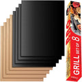RENOOK Grill Mats for Outdoor Grill, Set of 8 （4 Black+4 Copper）BBQ Grill Mat for Outdoor Gas Grill, Non-Stick Cooking Sheets, 15.75 X 13 Inch