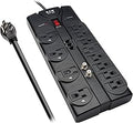 Eaton Tripp Lite TLP1208TELTV Home Theater Surge Protector Power Strip, 12 Outlets, Flat Plug 8ft Extension Cord, 2160 Joules | Coax and RJ11 Ports for Phone Land Line, TV, and WiFi Router Protection