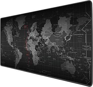 Benvo Extended Mouse Pad Large Gaming Mouse Pad- 35.4x15.7x0.12 inch Computer Keyboard Mouse Mat Non-Slip Mousepad Rubber Base and Stitched Edges for Game Players, Office, Study World Map Design