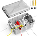 TOTUFY Large Outdoor Electrical Box Waterproof (12.9 x 8.3 x 5.2 inch), IP54 Weatherproof Extension Cord Cover with 7 Cable Seal Entry, Protect Power Strip, Timer Outlet Plug, Holiday Light,Grey