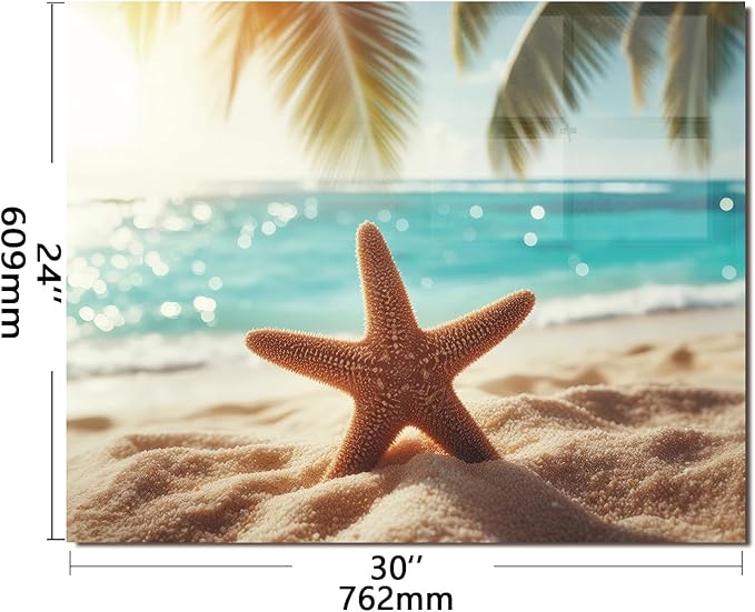 Evgosm Tempered Glass Backsplash for Kitchen，beach Stove Splashback, Glass Backsplash, Easy to Install and Clean, Used for Kitchen Wall Protection and Decoration. (30x24'')