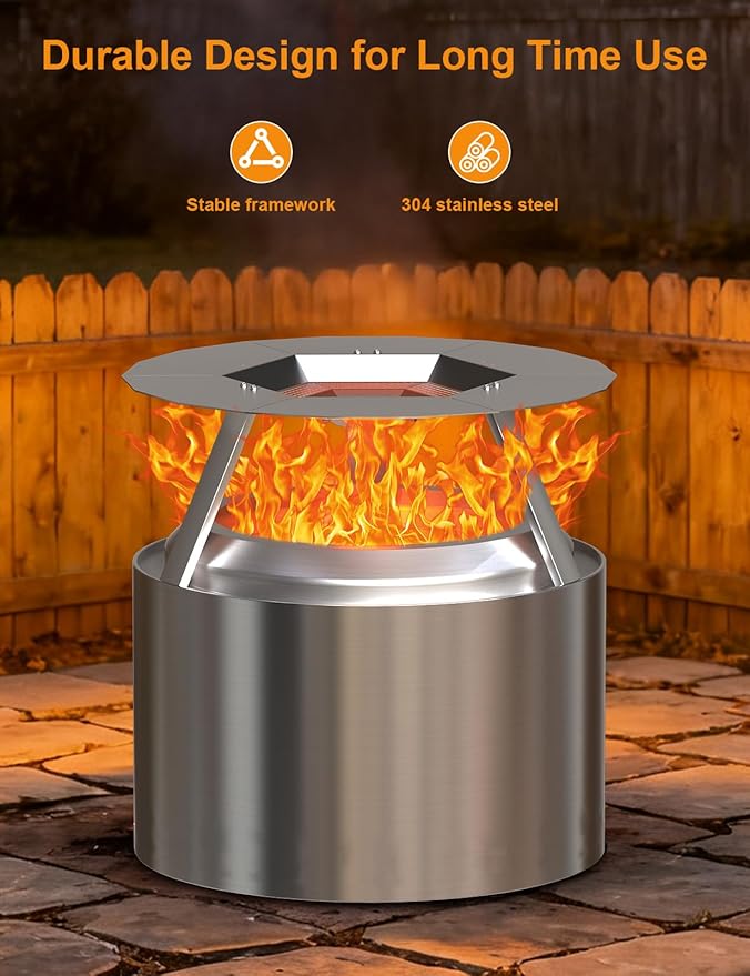 Heat Deflector for Solo Stove Bonfire, 19.5" Heat Deflector for Solo Stove Fire Pit, 304 Stainless Steel Heat Deflector with Handle for Bonfire Fire Pit, Detachable Camping Essential