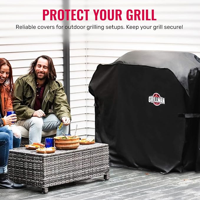 Grillman Heavy Duty BBQ Grill Cover for Outdoor Grill, 72 Inch – Waterproof, Weather Resistant, UV & Fade Resistant with Adjustable Straps – Gas Grill Cover for Weber, Genesis, Charbroil, etc. Black