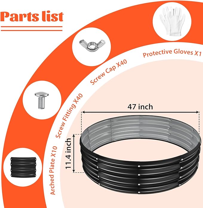 YSEJOMP 48 Inch Round Galvanized Fire Pit Ring/Fire Ring - Foldable and Perfect for Outdoor Gatherings and Campfires in The Yard/Garden/Park/Beach (Black+Gray, 4 FT Diameter+1 FT Tall)