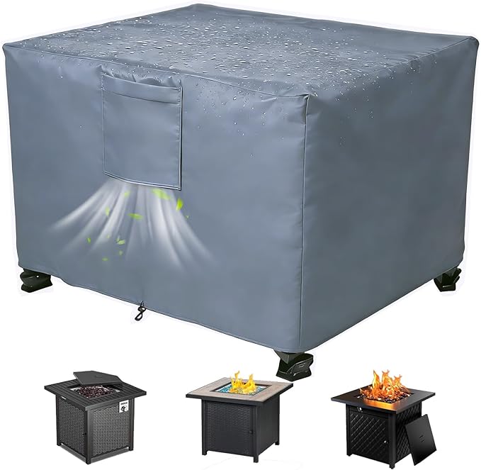 Chinchilla Heavy Duty 28 Inch Square Fire Pit Cover - 100% Waterproof & Weatherproof, Durable All-Season Protection for 26/27/28 Inch Propane Fire Pits and Tables