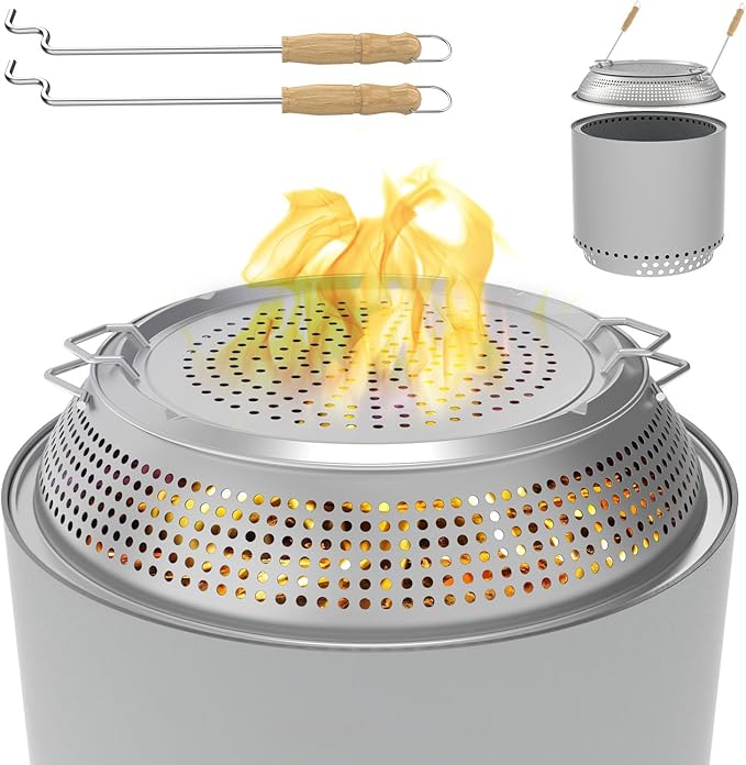 Spark Shield for Solo Stove Bonfire - Stainless Steel Fire Pit Spark Protector Screen for Outdoor Backyard Party, Shield for Solo Stove Bonfire with Two Guild Sticks