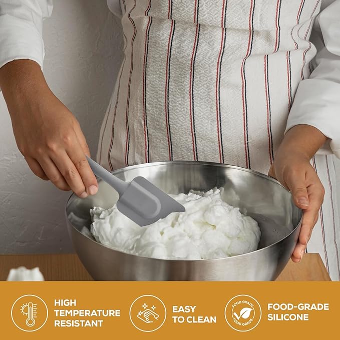 Mrs. Anderson’s Baking Silicone Spatula, Flexible And Nonstick, One-Piece Design, Gray, For Mixing, Folding, Scraping, Baking, And Cooking