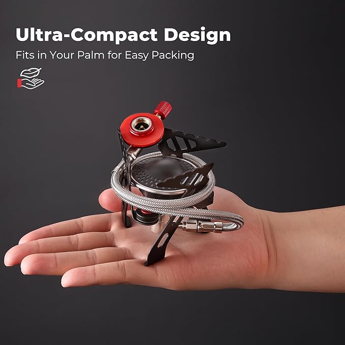 Alocs 2800W Backpacking Stove, Portable Camping Stove, Mini Camp Stove Foldable Gas Stove with Carry Bag for Outdoor Cooking, Hiking, Picnic, Emergency use
