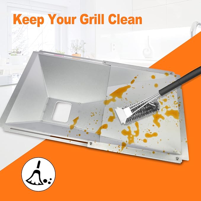 Utheer Universal Grease Tray with Catch Pan and Foil Liner for Nexgrill, Charbroil, Cuisinart, Dynaglo, Kenmore, BHG, Master, Expert Gas Grill, Drip Pan for 2/3/4 Burner Grill, 10Pcs Aluminum Liner
