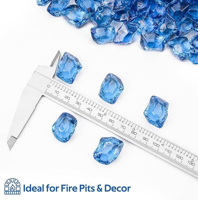Mr. Fireglass 1/2-Inch Polygon Fire Glass for Fireplace Fire Pit & Lanscaping, 10 Pounds High Luster Pacific Blue