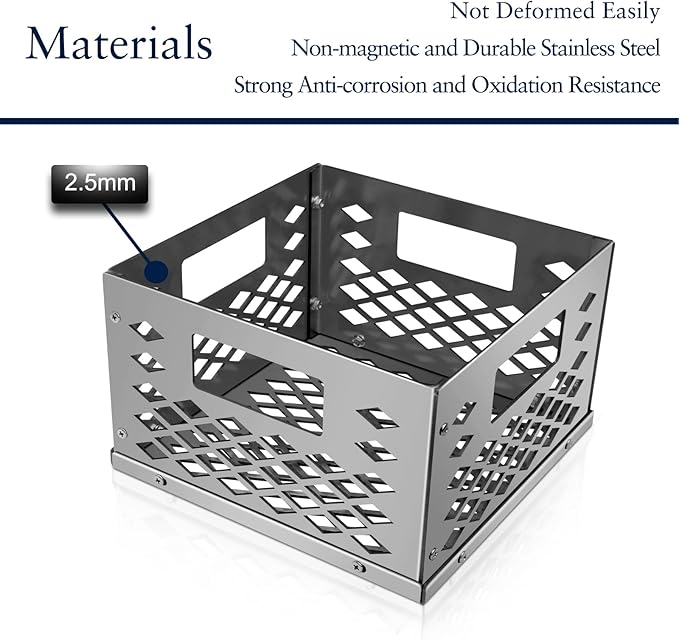 Stainless Steel Charcoal Basket Smoker Box for Oklahoma Joe's Smoker, Firebox Smoker Accessories for Most Offset Smoker Grill, Outdoor Cooking Charcoal Box Parts, 10" x 10" x 6"