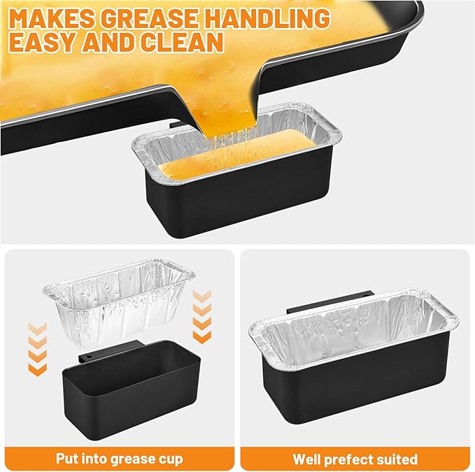 50-Pack Aluminum Foil Grill Drip Pan Grease Cup Liners Compatible with Blackstone Griddle (Griddle Grease Catcher+15Pcs Liners)