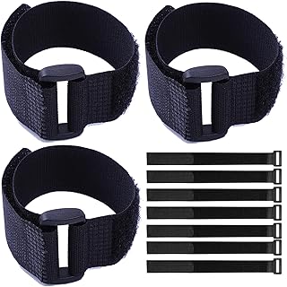 Fastening Hook and Loop Cable Straps,10Pack Black Self-Adhesive Cable Ties,Nylon Securing Straps with Buckles,Adjustable and Reusable Cinch Straps for Cords Organized and Tidy(1" x 20")