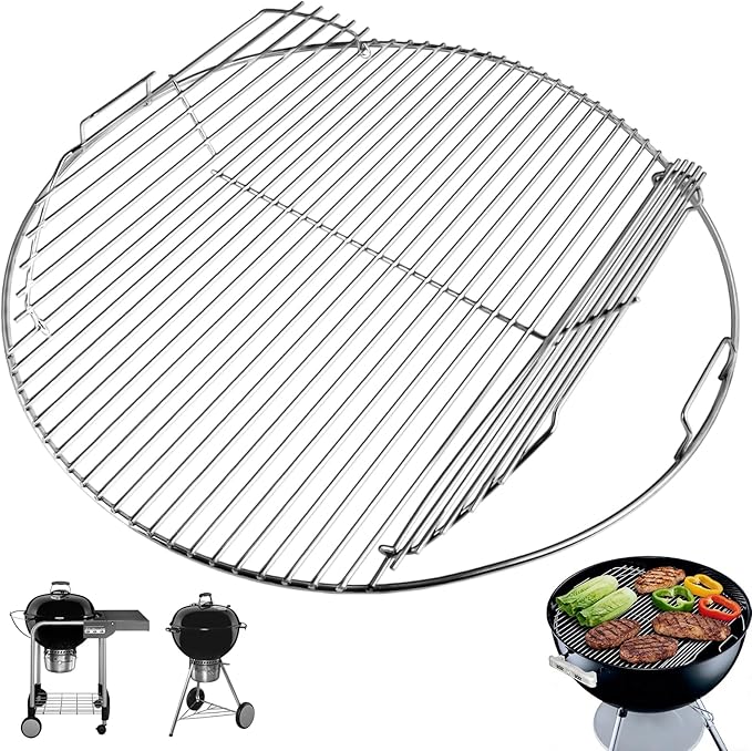 7436 Hinged Cooking Grate for Weber 22 Inch Original Kettle Charcoal Grills, Round Replacement Grate for Weber Performer, Master-Touch, Bar-B-Kettle, Jumbo Joe Premium & Other 22 Inch Charcoal Grills