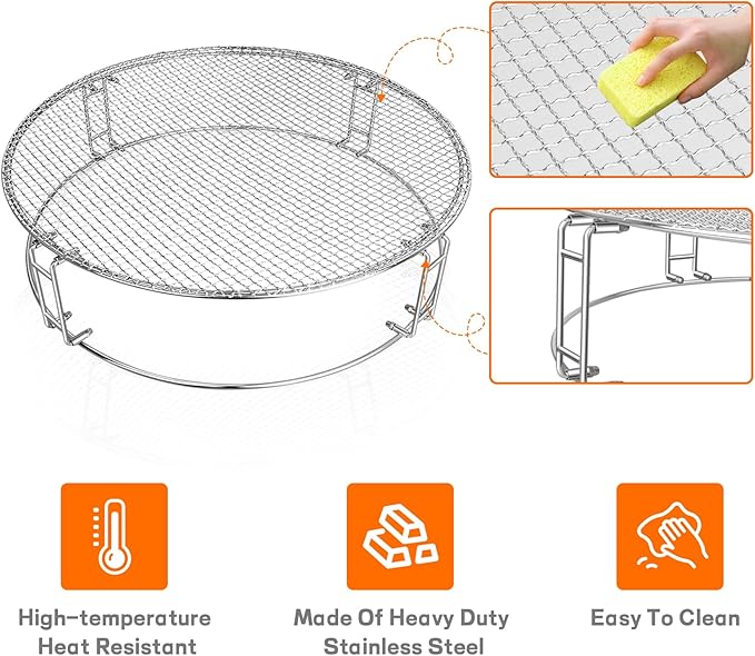 Heavy Duty Stainless Steel Fire Pit Cooking Grates Accessory Kit, Fire Pit Stand for 19.5" Solo Stove Bonfire, Easy Install Round Cooking Grill Grate for Outdoor Camping BBQ Picnic