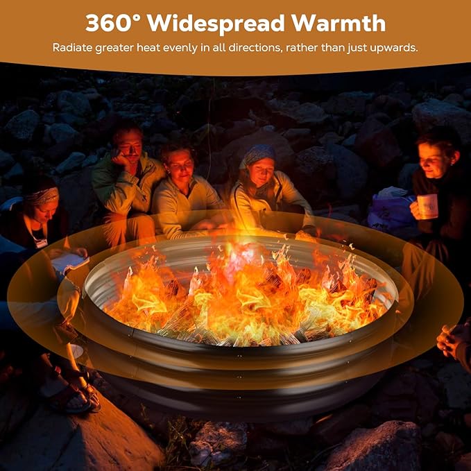 Raynesys 60 Inch Round Galvanized Fire Pit Ring, Round Galvanized Fire Ring, 5 Feet Diameter Round fire Pit, Outdoor fire Pit for Backyard, Camping, Bonfire, Black