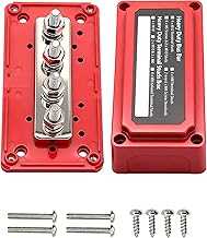 300A Bus Bar 12V Waterproof Marine Bus Bar Heavy Duty Module Design Power Distribution Block with 4 X M8(5/16") Terminal Studs 12V Terminal Block for Marine Car RV Truck Solar Systems (Red)
