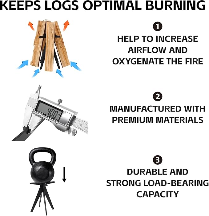 Portable Camping Fire Pit Grate - Small Fire Pit Grate to Hold Cookware, Original Vertical Wood Fire Pits, Heavy-Duty fire Pit Grate for Outdoor Fire Pits, Picnic & Gatherings (Low Smoke, Big Flames)