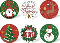 Christmas Coasters with Metal Holder Idea Round Absorbent Ceramic Stone Coasters Winter Holidays Christmas Tree Reindeer Santa Joy Snowman Gingerbread Cup Place Mat 4 Inches
