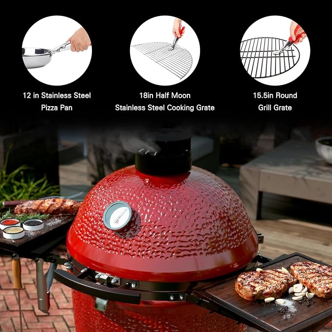 Vankey Grill Grate Lifter Gripper, Stainless Steel Grill Grid Lifter for Big Green Egg & Kamado Joe Primo Grills, handling Lifter Gripper for Most Charcoal & Gas Grills
