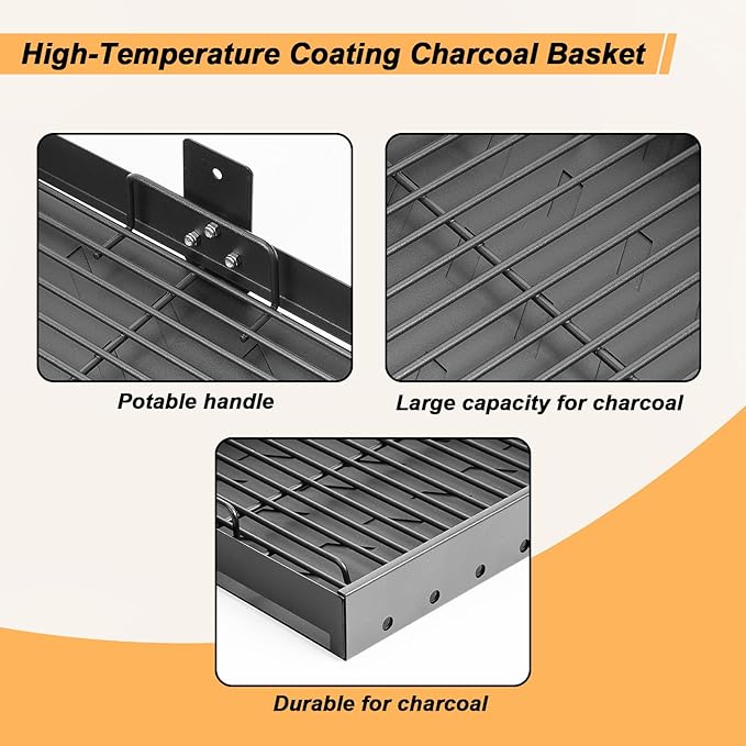 15-28 Inch Stretchable Charcoal Tray for PS9900, 47183T-21, High-Temperature Coating Charcoals Basket for HC4518L PS9500 8500 6800 6500 SH19030119 SH19030219 SH9916 Smoke Hollow Grill Replacement Part