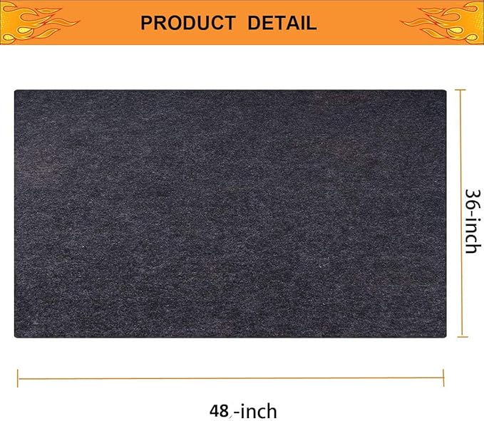 Brinman Under Grill Mat,Premium 36"x48"Absorbent Oil Protective mats for Deck &Patio,Grill Mat for Deck,Under Grill Floor Pad to Protect Deck,BBQ Mat for Under BBQ,Waterproof,Reusable