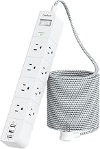 15 ft Surge Protector Power Strip, Flat Plug Extension Cord with 8 Widely Spaced AC Outlets and 3 USB Ports, ETL Listed Desktop Charging Station for Home Office Travel Computer Wall Mount