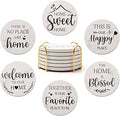 Housewarming Gifts for New Home Coasters Farmhouse Coffee Table Decor Set of 6 Pack Ceramic Cup Coaster Modern House Warming Gift Decorations Coster Cute Marble Drink Coasters Set