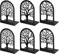 HappyHapi Book Ends, Metal Bookends for Shelves Decorative, Tree Stopper for Heavy Books, Black Ends to Hold Books for Home Office, 6.5 X 4.7 X 3.5 Inch(3 Pairs/6 Pcs, Large)