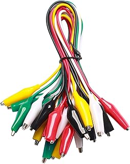 WGGE WG-026 10 Pieces and 5 Colors Test Lead Set & Alligator Clips,20.5 inches / 22 AWG Copper Wire. The Clips soldered and Stamped to the Wires. (1 Pack)